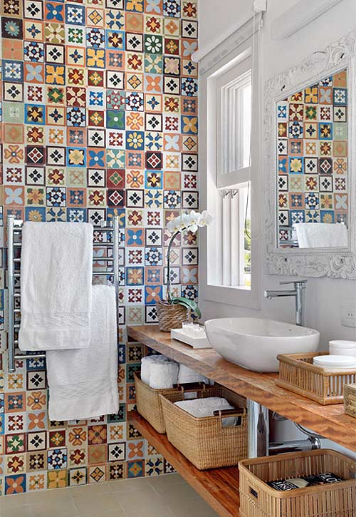 Azulejos hidráulicos en el baño. Decoración hogar, Decoralia.es