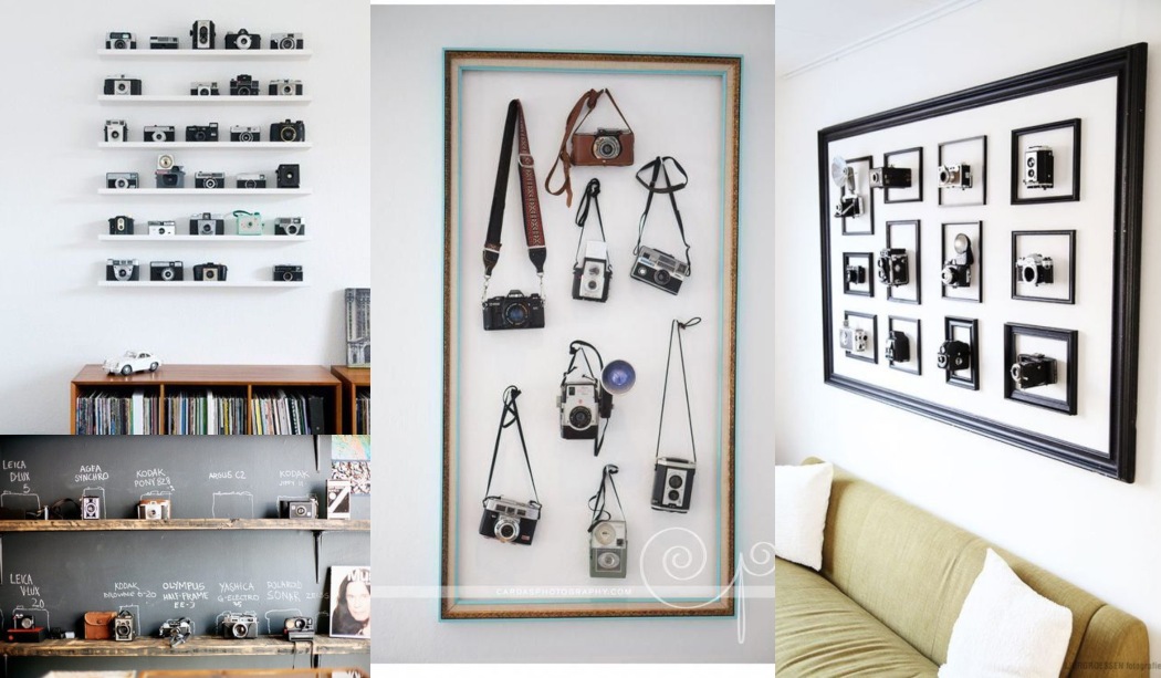 Decorar con colecciones: cámaras de fotos