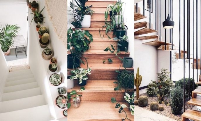 Decorar escaleras con plantas ideas
