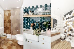 Azulejos hexagonales en cocinas y baños