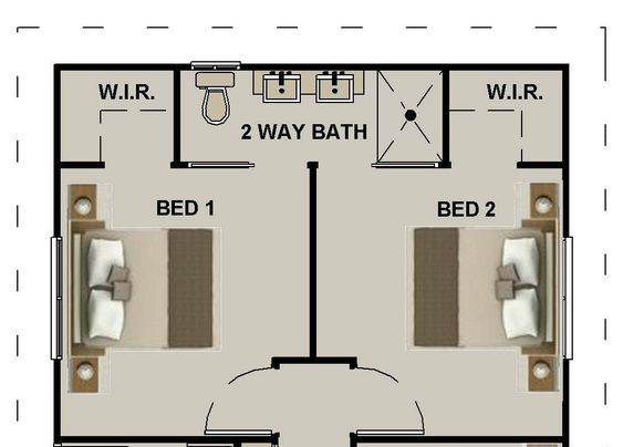 Cuarto de baño compartido para dos habitaciones