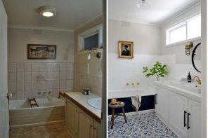 Baños con azulejos pintados