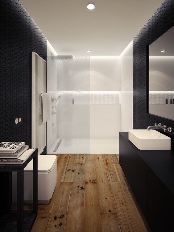 Baños en blanco y negro de estilo moderno