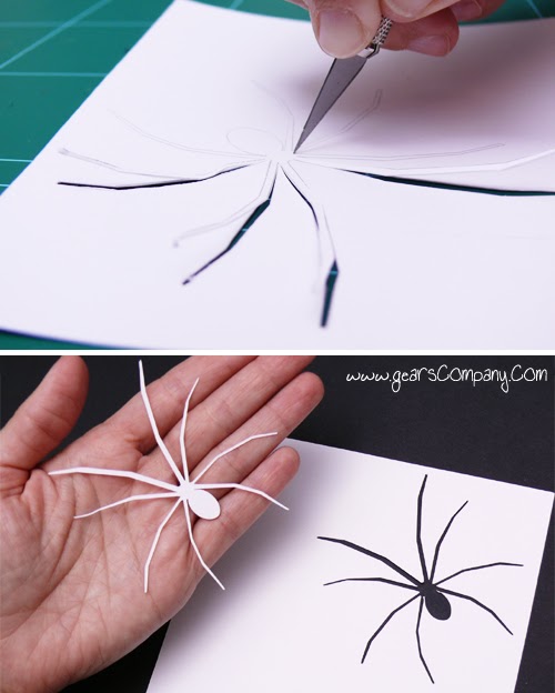 Cuadro arañas de papel para decorar en Halloween