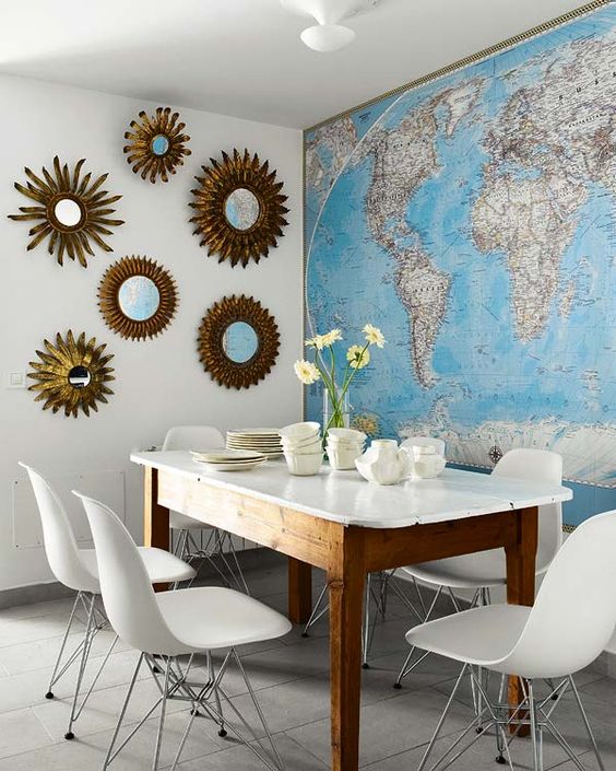 Ideas para decorar con mapas murales