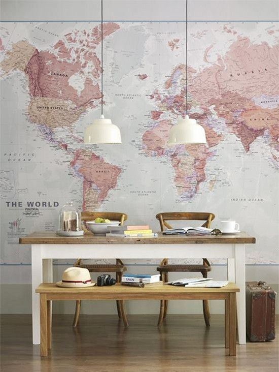 Ideas para decorar con mapas murales