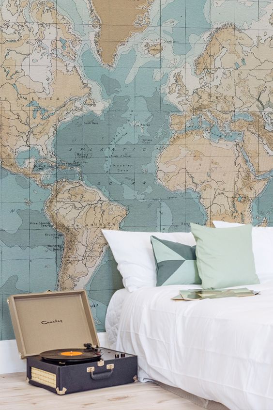 Ideas para decorar con mapas murales