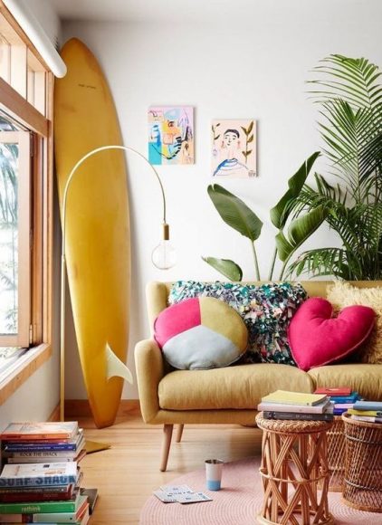Decorar con tablas de surf, genial idea para apartamentos de playa