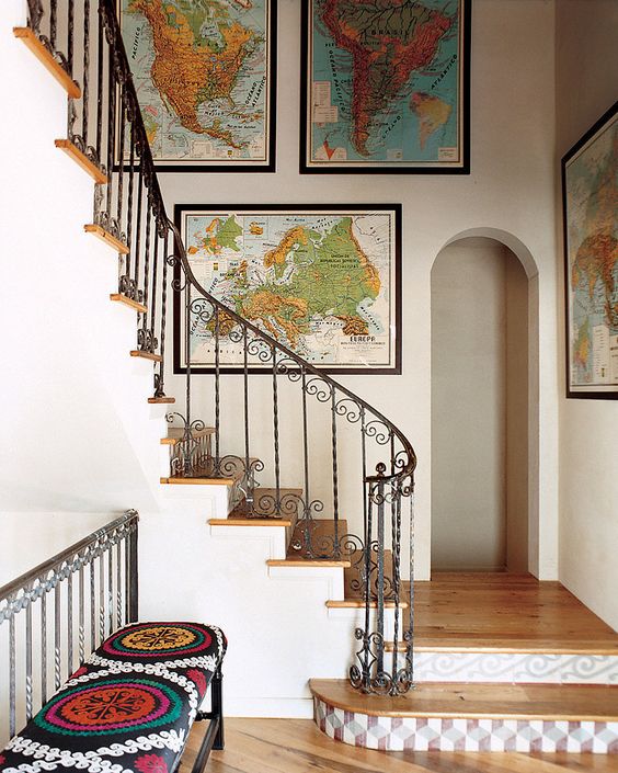 Ideas para decorar con mapas el recibidor