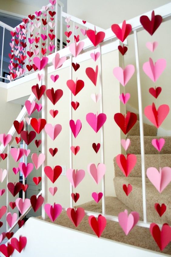 Guirnalda de corazones para San Valentín