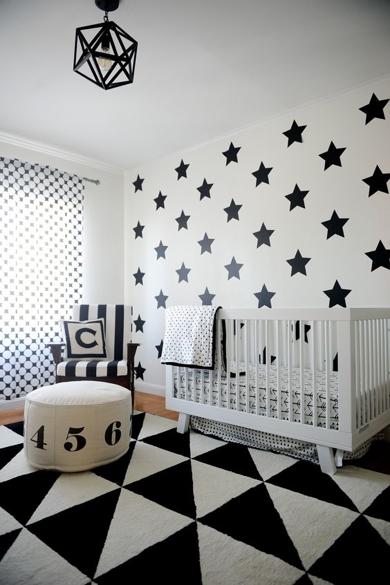 habitaciones infantiles en blanco y negro