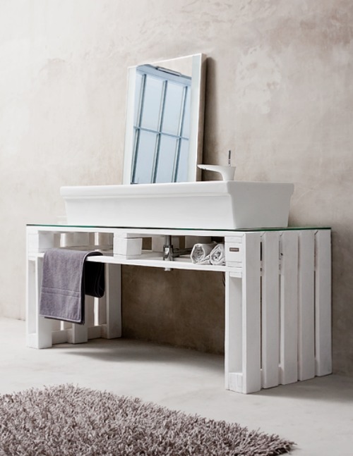 Mueble de baño fabricado con palets