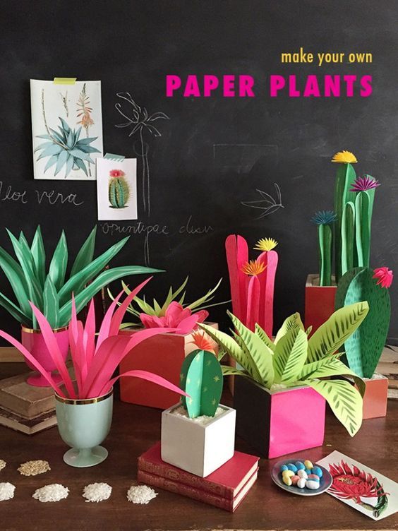 Decorar con plantas de papel