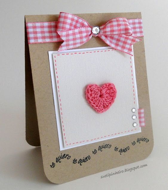 Tarjetas San Valentin decoradas con crochet